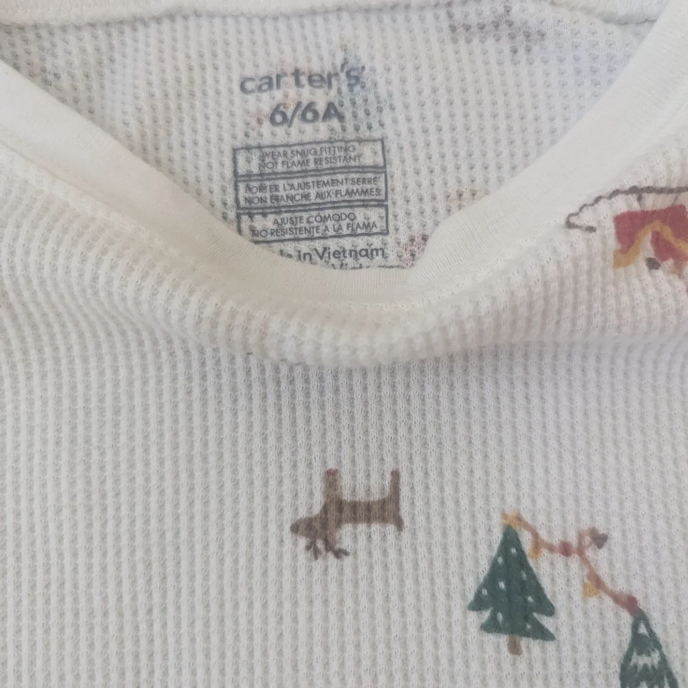 Carter's White Holiday Thermal Pajamas